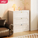 阿格貝貝（agebeibei）鋼制斗柜五斗柜收納柜家用客廳臥室靠墻落地抽屜柜子多層置儲物柜 三斗柜圓弧【高75*深40*寬80】 奶油白