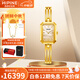 西普尼金表（HIPINE）金表女輕奢時(shí)尚小方表純金999防水石英表黃金手鏈表生日禮物女友 小方表【金重13.6g+】金貝 24mm