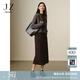 玖姿·安娜蔻商務(wù)通勤簡(jiǎn)潔氣質(zhì)百搭毛呢A字半身腰裙女2024冬款 深咖啡 M