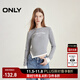ONLY秋季時(shí)尚修身假兩件打底衫正肩字母T恤女|124302012 G12 中花灰色 S (160) 80A