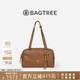 BAGTREE包包樹(shù)風(fēng)信包新款植鞣牛皮波士頓包單肩腋下大容量通勤保齡球女包 烤棕色+烤棕色啟笛掛件 小眾輕奢女包