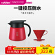 HARIOHARIO 日本進(jìn)口不銹鋼保溫壺咖啡壺雙層便攜真空隔熱水壺 VHS 紅色+樹(shù)脂濾杯 550ml