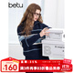 百圖betu女裝2025春季新款毛針織衫拉鏈撞色條紋寬松套頭毛衫2501T08 深蘭 L
