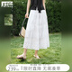 對(duì)白萊賽爾法式繡花白色半身裙女2025夏新款重工蕾絲鏤空a字長(zhǎng)裙 月光白 M