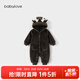 babylove嬰幼兒連體衣秋冬毛絨連帽哈衣寶寶外出服新生兒居家爬服保暖衣服 展鹿頭角-棕 80cm