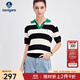 Navigare意大利小帆船撞色翻領(lǐng)短袖T恤女裝25夏季新款時(shí)尚條紋針織體恤衫 黑白條紋 L