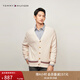 TOMMY HILFIGER25春夏新款男裝純棉肌理V領(lǐng)慵懶寬松美式風(fēng)毛衣針織開(kāi)衫外套 米白色Z00 M （推薦：135-150斤）