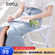 百圖betu女裝夏季新款半身裙淺色高腰A型開(kāi)叉牛仔半身裙女2404T70 淺蘭 L