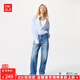 優(yōu)衣庫女裝寬松直筒牛仔褲/水洗產(chǎn)品/闊感褲新款474934 479001 474934/64湖藍色 25 /160/64A