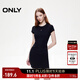 ONLY2025秋季新款金屬裝飾收腰捏褶短裙T恤裙連衣裙女|125161021 H1Z黑色 M