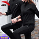 安踏運動(dòng)套裝男女同款秋冬季開(kāi)衫外套長(cháng)袖長(cháng)褲兩件套寬松隊服團購定制 7204-5基礎黑【拉鏈口袋】 L/175