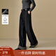 茵曼（INMAN）2025秋冬女裝新款條紋翻邊銀狐絨保暖闊腿褲休閑百搭寬松長(cháng)褲 黑色 26