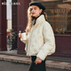 Olrain歐芮兒法式短款羽絨服冬季女裝肌理感蕾絲繡花加厚外套小個(gè)子衣服 米杏色 S