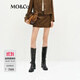 MO&Co.短裙春復古絨面附腰帶低腰半身裙內置襯褲M(mǎn)BE1SKT003 太妃糖色 M