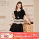 白鹿語(yǔ)氣質(zhì)撞色拼接T恤2025夏季新款時(shí)尚通勤短袖女 黑色 L