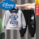 迪士尼（Disney）2025年新款男孩Polo領(lǐng)上衣男童衛衣休閑舒適寶寶洋氣兒童運動(dòng)套裝 翻領(lǐng)#灰色衛衣L18+黑褲K43 110 (建議身高95-105CM)
