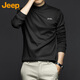 吉普（JEEP）長(cháng)袖T恤男秋冬季半高領(lǐng)絲光棉打底衫男士衛衣服男裝 黑色 XL