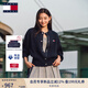 TOMMY JEANS【粗絞花】秋冬女裝復古學(xué)院風(fēng)慵懶風(fēng)寬松圓領(lǐng)針織開(kāi)衫外套 深海藍C1G S （推薦：100-115斤）