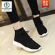 啄木鳥(niǎo)2026新款春秋彈力襪子鞋女韓版百搭針織老爹運動(dòng)襪靴高幫嘻哈鞋子 黑色新底 標準碼子 35