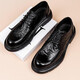 XO皮鞋男【頭層牛皮】2025秋冬正裝商務(wù)德比鞋系帶西裝鞋男鞋黑色42