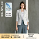 顏域灰色休閑西裝外套女2025夏季新款簡(jiǎn)約顯瘦七分袖正裝氣質(zhì)西服 淺灰 M