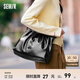 森馬（Semir）包包單肩包女2024新款設計感褶皺菱格鏈條包優(yōu)雅大容量手提包 黑色90001 均碼