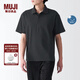 無(wú)印良品（MUJI）  Walker 男式 防紫外線(xiàn)性能 POLO衫 防曬衫防曬衣防曬服BIA05A3S 黑色 2XL （185/112A）