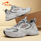 貴人鳥(niǎo)男鞋休閑鞋夏季新款厚底網(wǎng)面運動(dòng)經(jīng)典復古老爹鞋 霧白/灰   40   