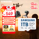 三星（SAMSUNG）1TB TF(MicroSD)存儲卡 EVO白卡 U3A2V30 運動(dòng)相機無(wú)人機內存卡 支持4K視頻讀160MB/s 寫(xiě)速120MB/s