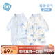 舒貝怡2件裝嬰兒衣服純棉長(cháng)袖薄連體衣新生兒滿(mǎn)月寶寶哈衣周歲爬服藍66