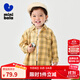 迷你巴拉巴拉男童長(cháng)袖襯衫2025新款寬松百搭格子柔軟寶寶上衣 黃色調00433 100