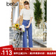betu百圖女裝高腰闊腿褲超顯腿長(cháng)牛仔褲女2202T55 牛仔色 XS