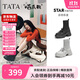 他她（TATA）靴子2025冬商場(chǎng)同款百搭時(shí)裝靴 黑色 37