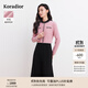 珂萊蒂爾冬季假兩件優(yōu)雅氣質(zhì)舒適羊毛連衣裙女 淡紅 L