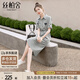 絲柏舍中長(cháng)款連衣裙2025春夏新款女裝開(kāi)叉收腰顯瘦襯衫裙