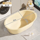適聆兒童洗澡盆寶寶家用洗澡桶小孩泡澡桶加厚沐浴桶浴盆浴缸可坐神器 特大號-奶油色長(cháng)83寬49.5高24