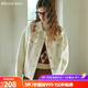 Olrain歐芮兒小香風(fēng)短外套女初秋新款寬松立體花邊夾克式上衣 奶油杏 M