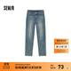 森馬（Semir）[商場(chǎng)同款]牛仔褲女加絨做舊長(cháng)褲復古2024新款冬季顯瘦直筒褲 牛仔淺黃泥染80331 27