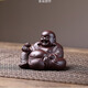 宏中紫砂茶寵彌勒佛可養茶桌擺件全手工笑佛擺件精品小和尚茶玩 托寶彌勒佛-原礦紫泥-中號