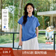 茵曼（INMAN）【亞麻】法式簡(jiǎn)約襯衫2025夏季女裝新款通勤百搭寬松顯瘦短袖上衣 艷藍 XL