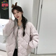 舒翎2025年新款菱格棉衣棉服女寬松小個(gè)子棉襖韓版超好看學(xué)生夾棉外套 淺紫色 M (100-115斤)