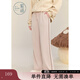 紫涵（ZIHAN）紫涵寬松高腰針織褲女2024冬季新款簡(jiǎn)約撞色拼接闊腿褲顯瘦百搭 米色 M