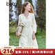 百圖betu女裝2025春季新款連衣裙玫瑰飄帶收腰氣質(zhì)連衣裙裙子2502T77 淺杏色 L