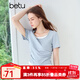 百圖betu女裝2025夏季新款T恤假兩件撞色領(lǐng)柔軟拉架棉短袖上衣2504T31 淺蘭 M