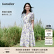 珂萊蒂爾2025年夏季新款茶歇印花天絲連衣裙女V領(lǐng)收腰飄逸中長(cháng)裙 淡紫 M