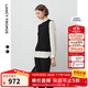 朗姿純羊毛設計感假兩件內搭打底上衣氣質(zhì)高級感毛針織衫冬季新款 黑色3米白袖 M