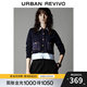 UR2025秋季新款女氣質(zhì)撞色假兩件拼接短款針織開(kāi)衫UWM950105 寶藍 S