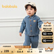 巴拉巴拉【商場(chǎng)同款】寶寶長(cháng)袖套裝牛仔兩件套男童秋裝2025新款萌 白藍色調00418 100