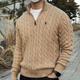 PAUL POLO美國小馬標刺繡半拉鏈立領(lǐng)麻花毛衣保羅男士寬松百搭長(cháng)袖 卡其色 高品質(zhì)繡標針織衫 2XL 【建議175-195斤】