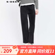 S.DEER圣迪奧女裝松緊高腰插袋燈芯絨直筒長(cháng)褲S24460801 德國灰/87 XL 175